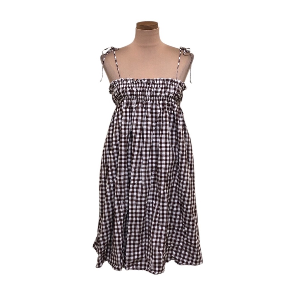Petal & Pup Black and White Gingham Tie-Strap Sundress